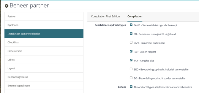 opdrachten selecteren
